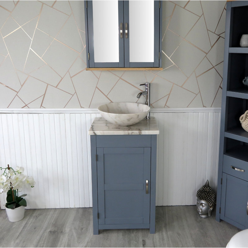 Scudder 515mm Single Bathroom Vanity with Vessel Stone Basin, Grey