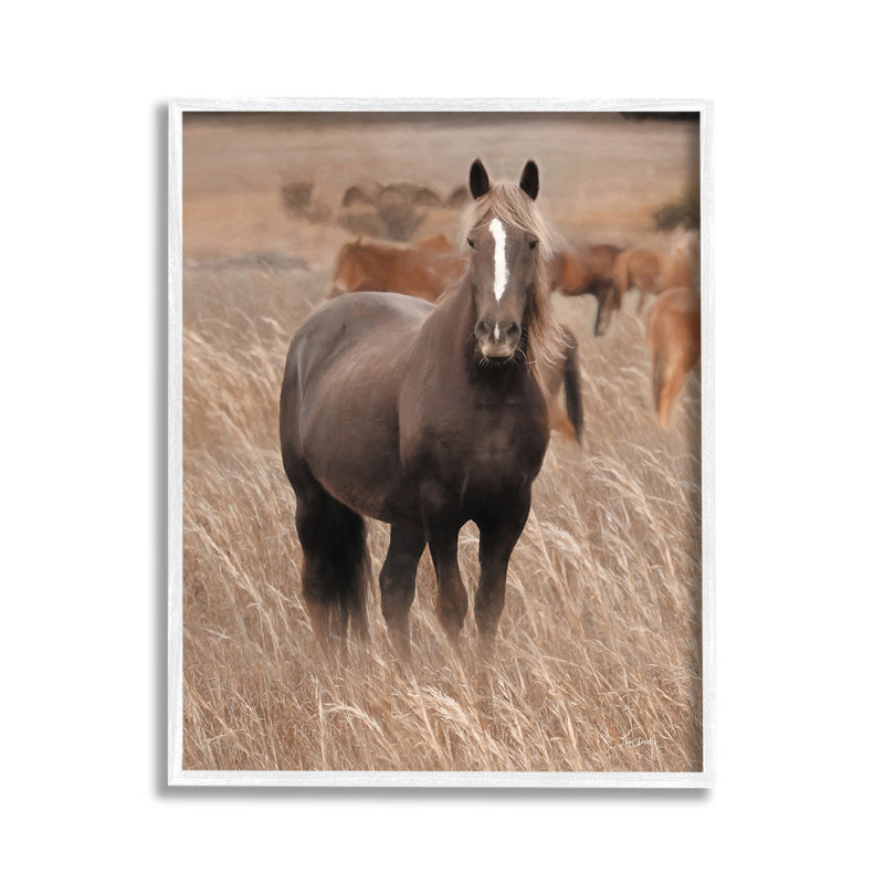 «Hazy Day Horse», art de la giclée encadrée par Lori Deiter, Giclée encadrée blanc bord de mer, H 14 po x l 11 po
