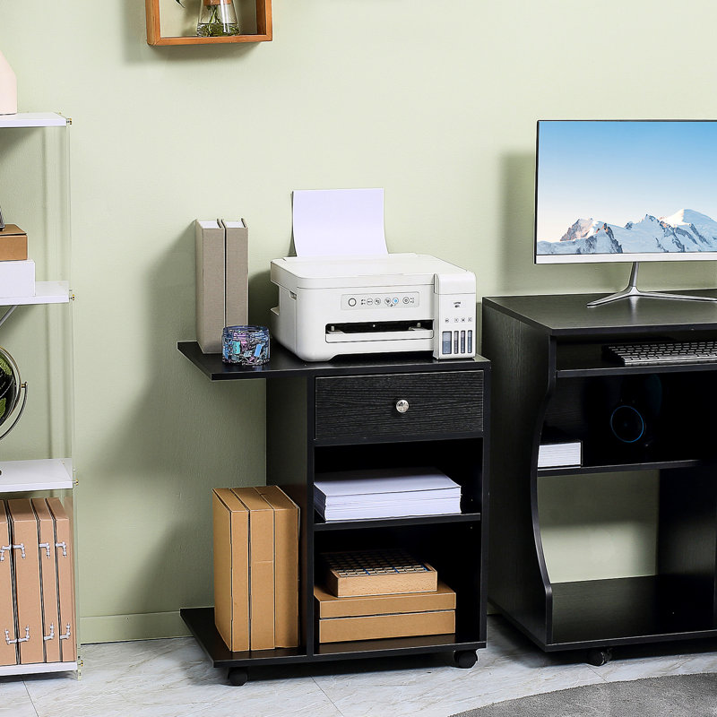 Support pour imprimante avec tablette réglable et beaucoup de rangement pour les souris de bureau