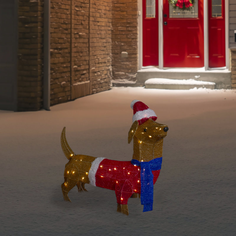 Décoration de Noël d'extérieur pour chien teckel 26 po à DEL