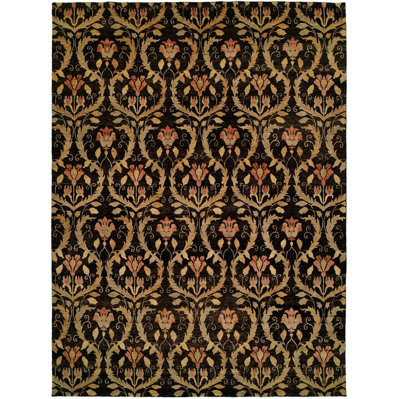 Wool Floral Area Rug, Rectangle 2' x 3'
