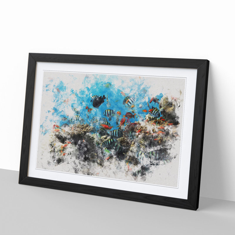 Coral Reef and Fish Vol.2 - Picture Frame Painting, Black, 27cm H x 36cm W x 2cm D
