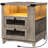 Farmhouse End Table with Charging Station, 23.6'' Large Sofa Side Table with LED Light and 2 Drawers, Square Nightstand with Side Shelves-658558875