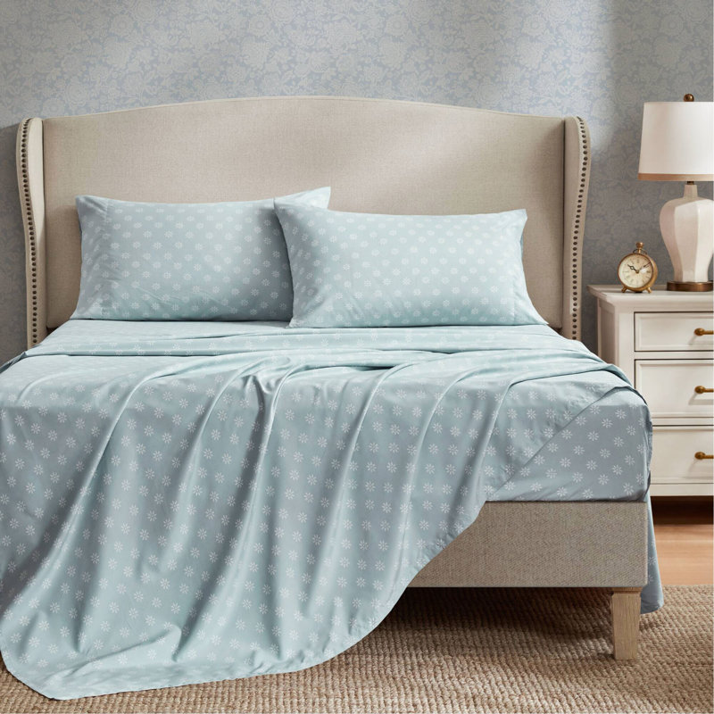 7 pièces, imprimé floral, bleu doux, Full Comforter  + 6 Additional Pieces