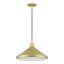 Luminaire suspendu en forme de cône doré 1 lumière avec accents en laiton poli et abat-jour en aluminium doré doux avec intérieur blanc-2051795163