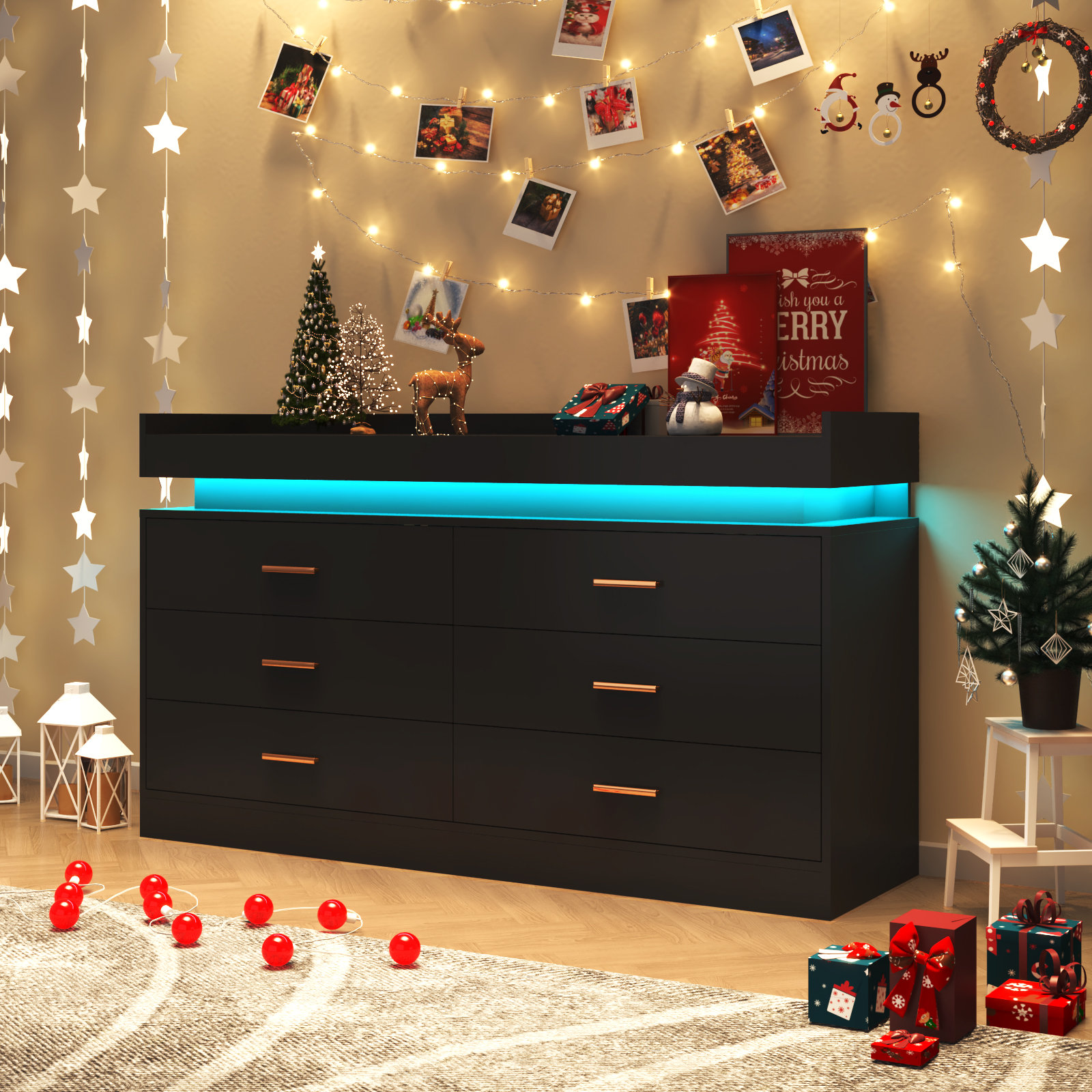 fairy lights on dresser 7 Fairy Light Ideas to Bring Some Sparkle to Your Home