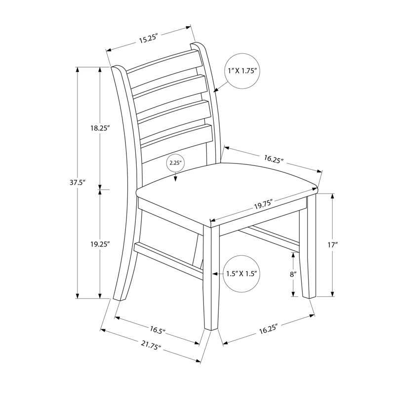 Chaise de salle à manger, ensemble de 2, salle à manger, cuisine, côté, rembourré, bois massif, aspect cuir, transitionnel