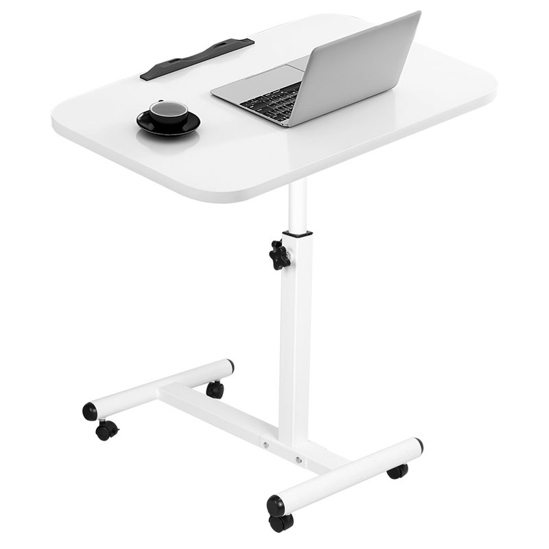 Table roulante pour ordinateur portable Table d'ordinateur portable avec table inclinable à hauteur réglable, Blanc