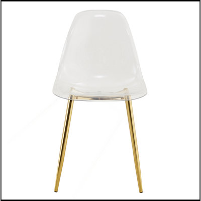 Modern Minimalist Transparent Dining Chair, Plastic Chair, Armless Crystal Chair, Nordic Creative Makeup Stool, Negotiation Chair, 6-Piece Set Of Gold-Plated Metal Legs,