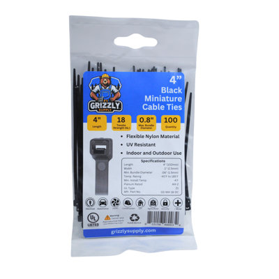 4" 18lb Miniature Cable Tie 100/bag