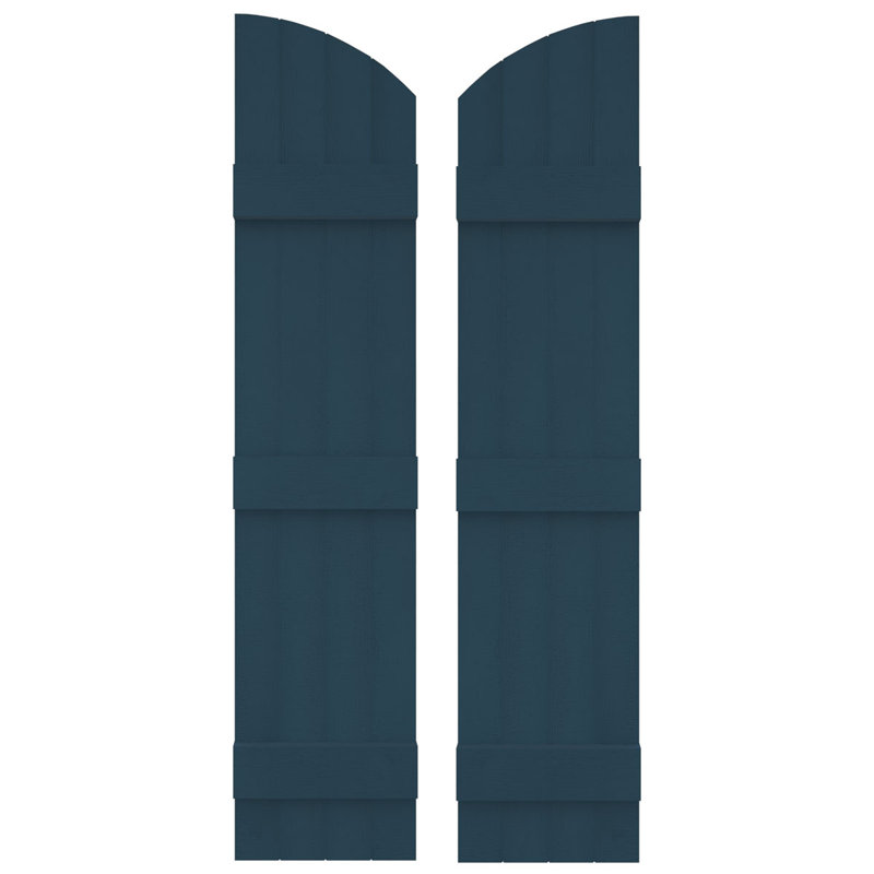 Builders Edge, paire de volets standard à quatre planches jointes avec arche, planche-n-lattes, Bleu classique, 61 po