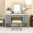 Makeup Vanity Table with 7 Storage Drawers, LED Mirror and Padded Stool-2104897867
