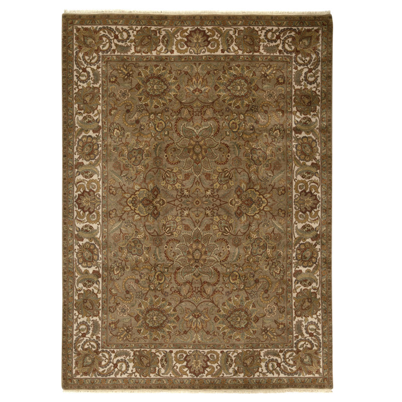 Tapis chameau et ivoire noué à la main de haute qualité