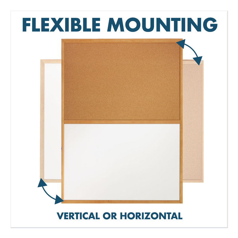 48" x 36" Oak Frame Whiteboard and Cork Bulletin Combo