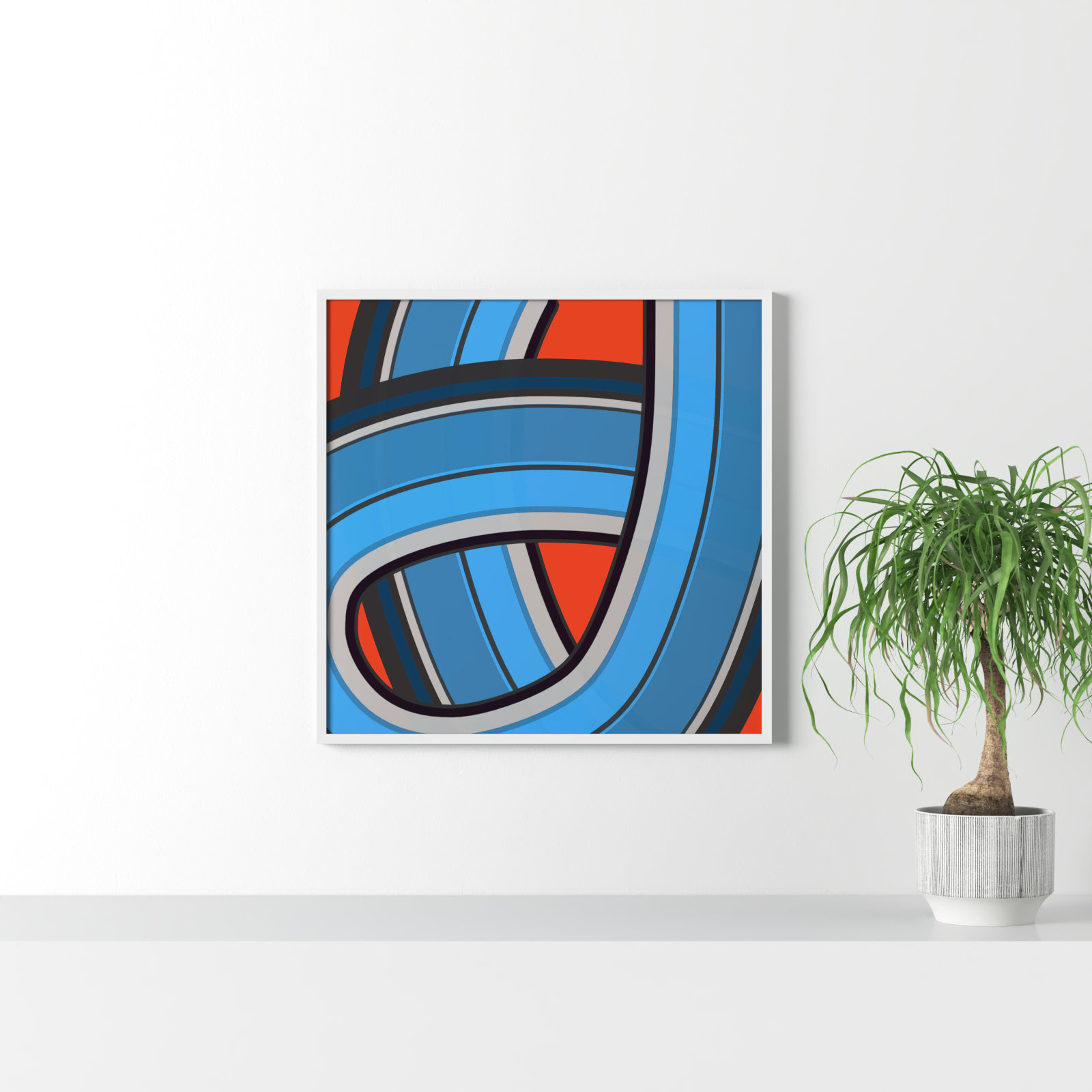 Twist Series I "Twisted River" Print, 30" H x 30" W x 1.25" D, White