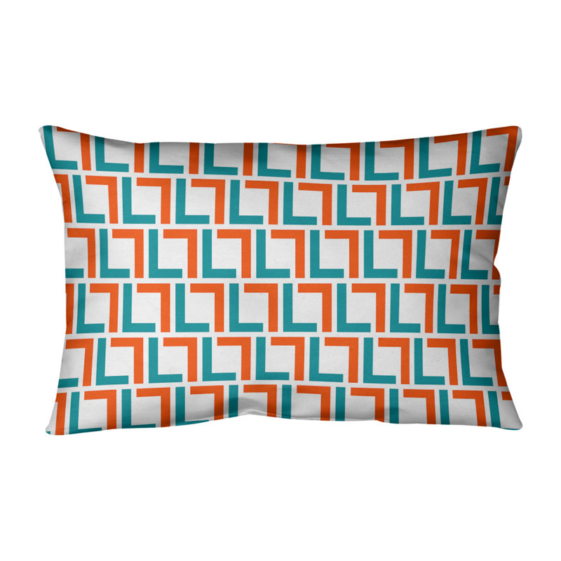 Housse de coussin rectangulaire Miami Football, Croisé en coton, Blanc / bleu / orange