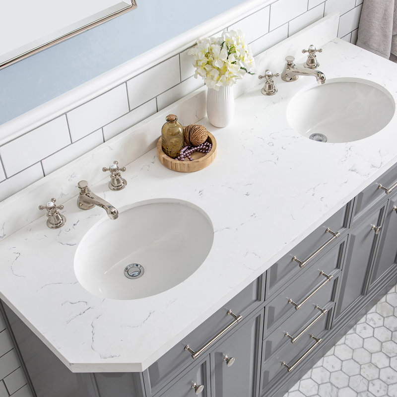 Palace 60'' W Double Vanity, Cashmere Gray, Polished Nickel