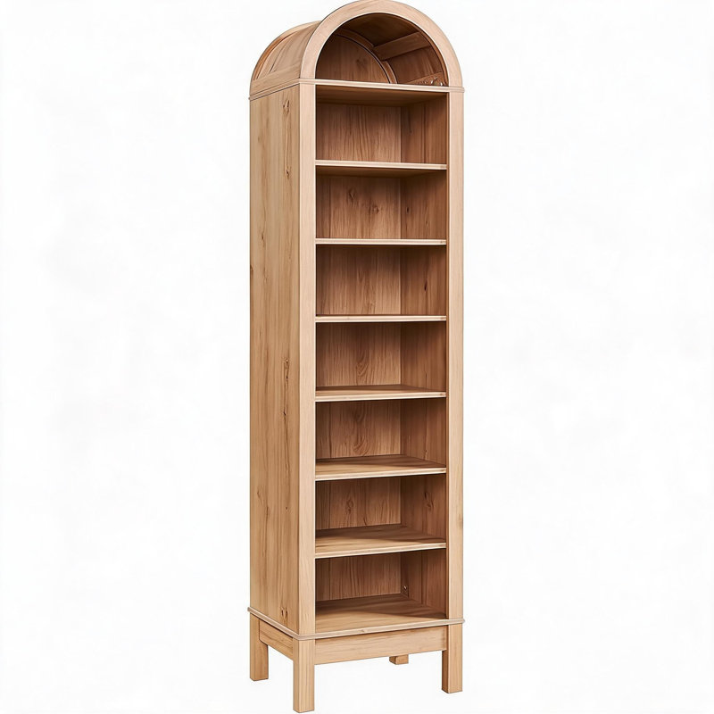 Bibliothèque 70 pouces à 8 niveaux avec tablettes réglables pour le couloir du salon, 70.87" H x 13.78" W x 15.75" D, Yellow