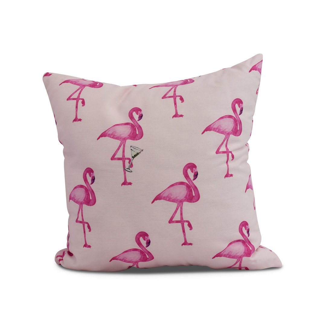 Palm Beach Flamingo Fanfare Martini Animal Print Throw Pillow e by design 