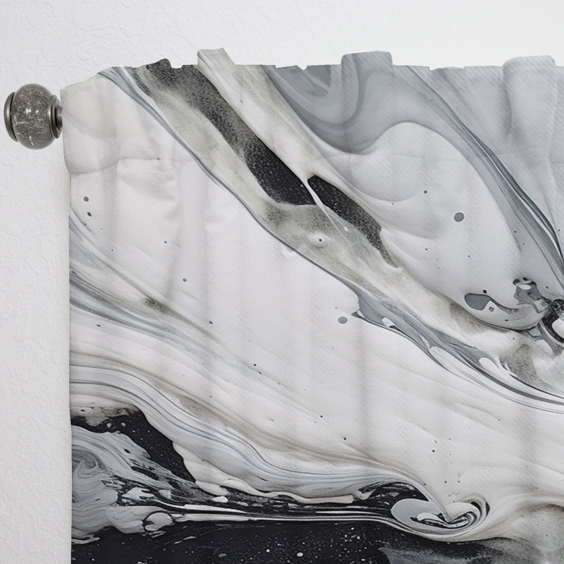 Caihe Black Grey Harmony In Chaos - Modern Curtain - Velvet Room Darkening - 1 panel, 52" W x 108" L