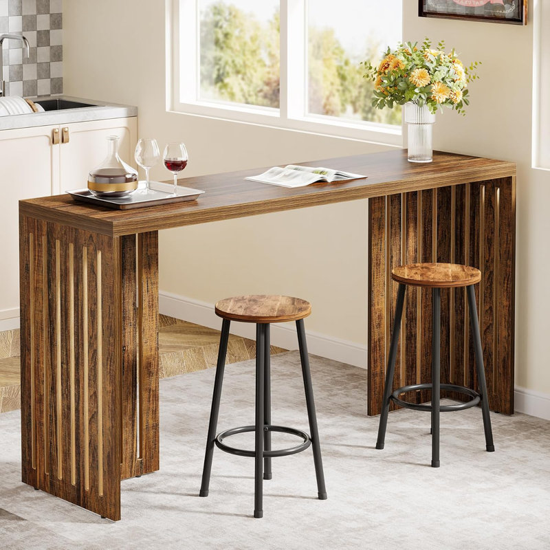 Fenko 35" H Pub Height Dining Table, Brown