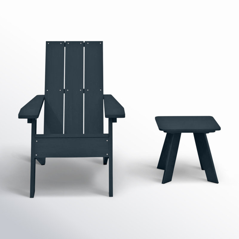 Chaise Adirondack en plastique avec table Byrnes, Bleu