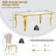 Ensemble de table de salle à manger moderne 7 pièces avec plateau en faux marbre et chaises rembourrées - Table rectangulaire pour 6 pieds en acier inoxydable-2069595958