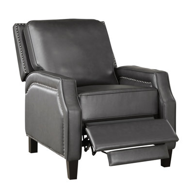 Transitional Style Reclining Chair In Grey, Solid Wood & Plywood Construction, Foam Cushioned Seat Recliner Gray, Removable Back, Comfortable
