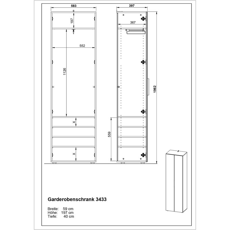 Genova 2 Door Wardrobe