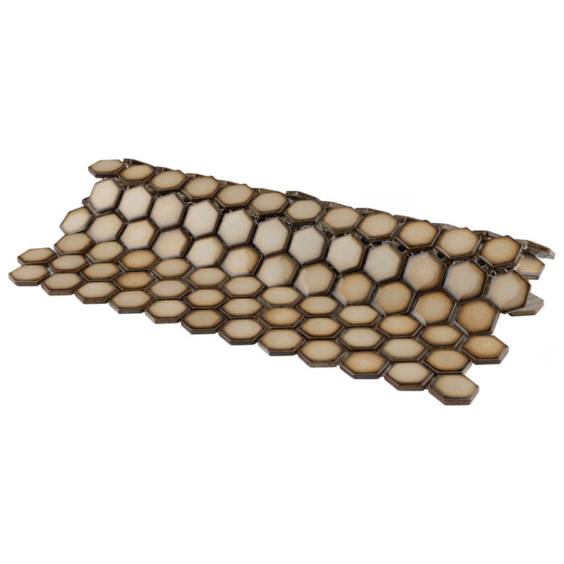 Hudson 1" Hex Atlantis 11-7/8" x 13-1/4" Porcelain Mosaic Tile, Earth