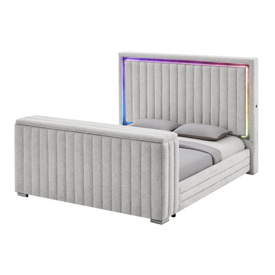 Elias Grey Queen Bed With Immersive Sound, Tv Lift And Fireplace