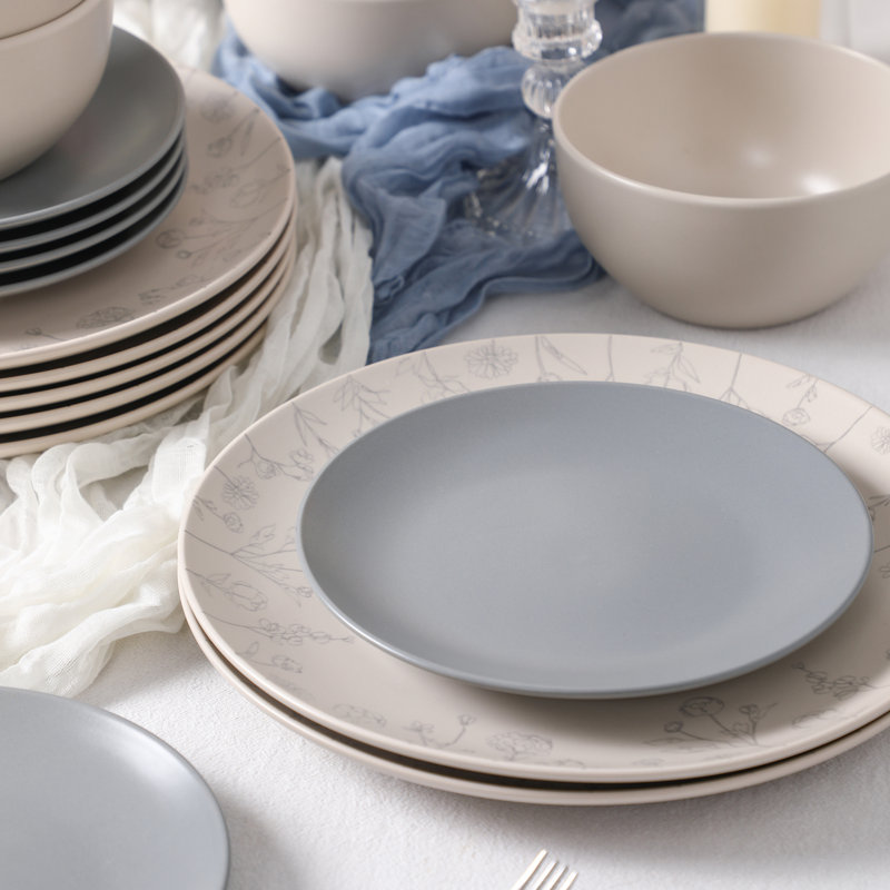 Stone Lain Camelia 12-Piece Dinnerware Set Stoneware, Gray