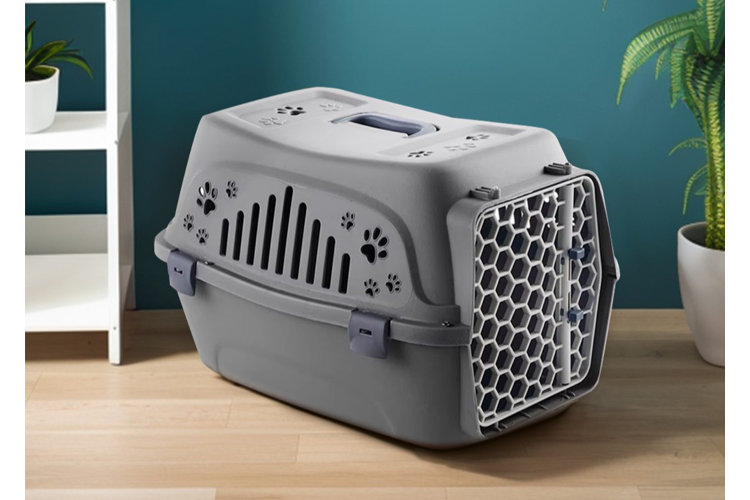 cat carrier sizes gray cat carrier with paw print cutouts