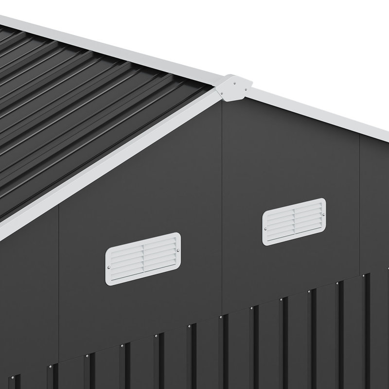 12ft W x 10FT D Metal Apex Roof Garden Tool Shed