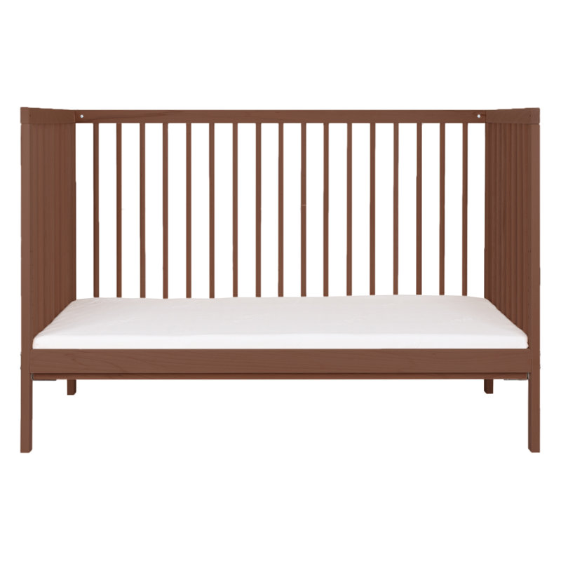 Mini Cot Bed with Natural Mattress, Walnut