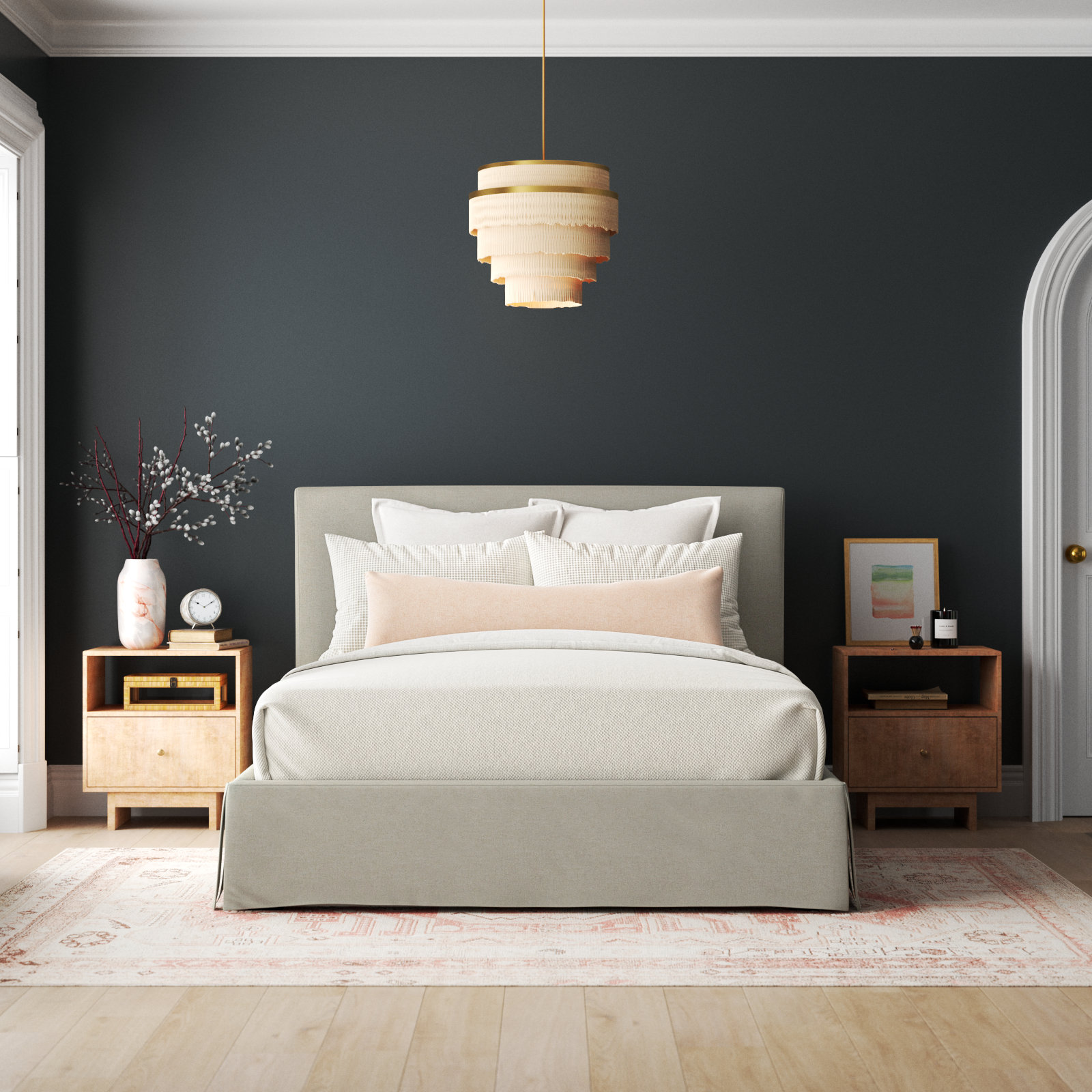 Daliya Wingback Bed, Queen, Oatmeal