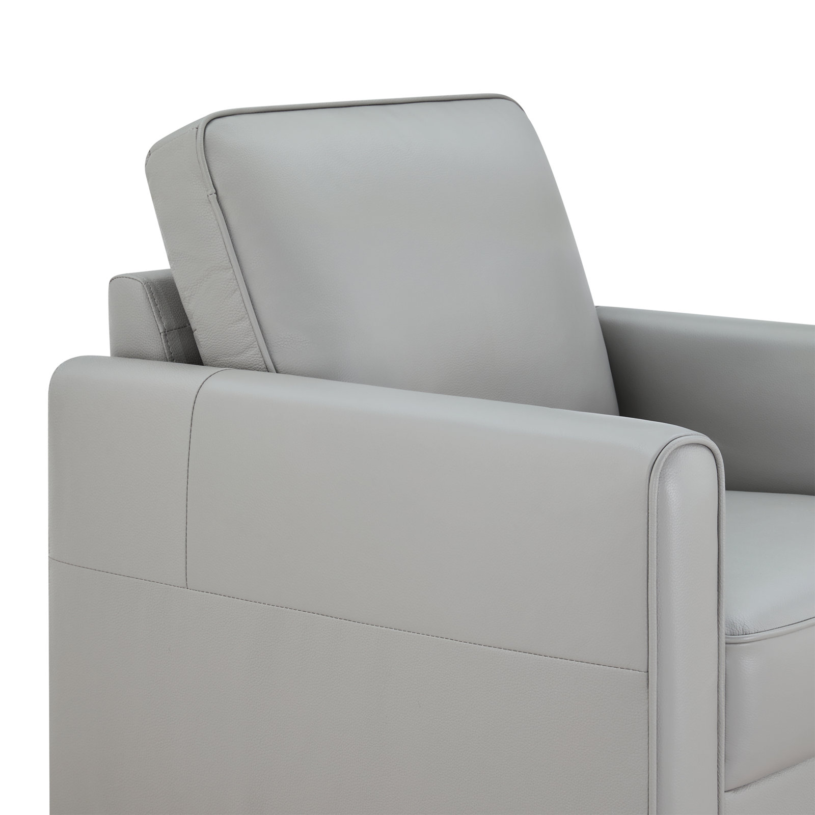 Genuine Leather Swivel Accent Chair, Light Gray