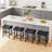 Bar Stools Set of 4, 24" Counter Height Upholstered Padded Barstools with Curved Surface
