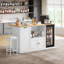 Îlot de cuisine 67 po avec rangement, mini-réfrigérateur, prise de courant et sièges-790683379