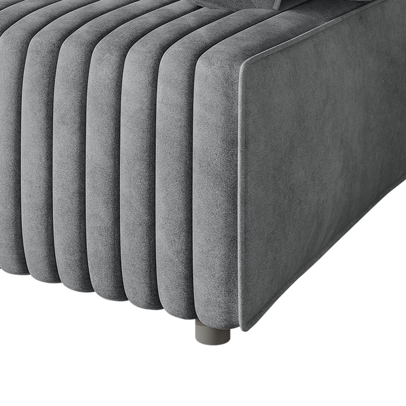 Siège d'angle en velours gris clair, Gris clair