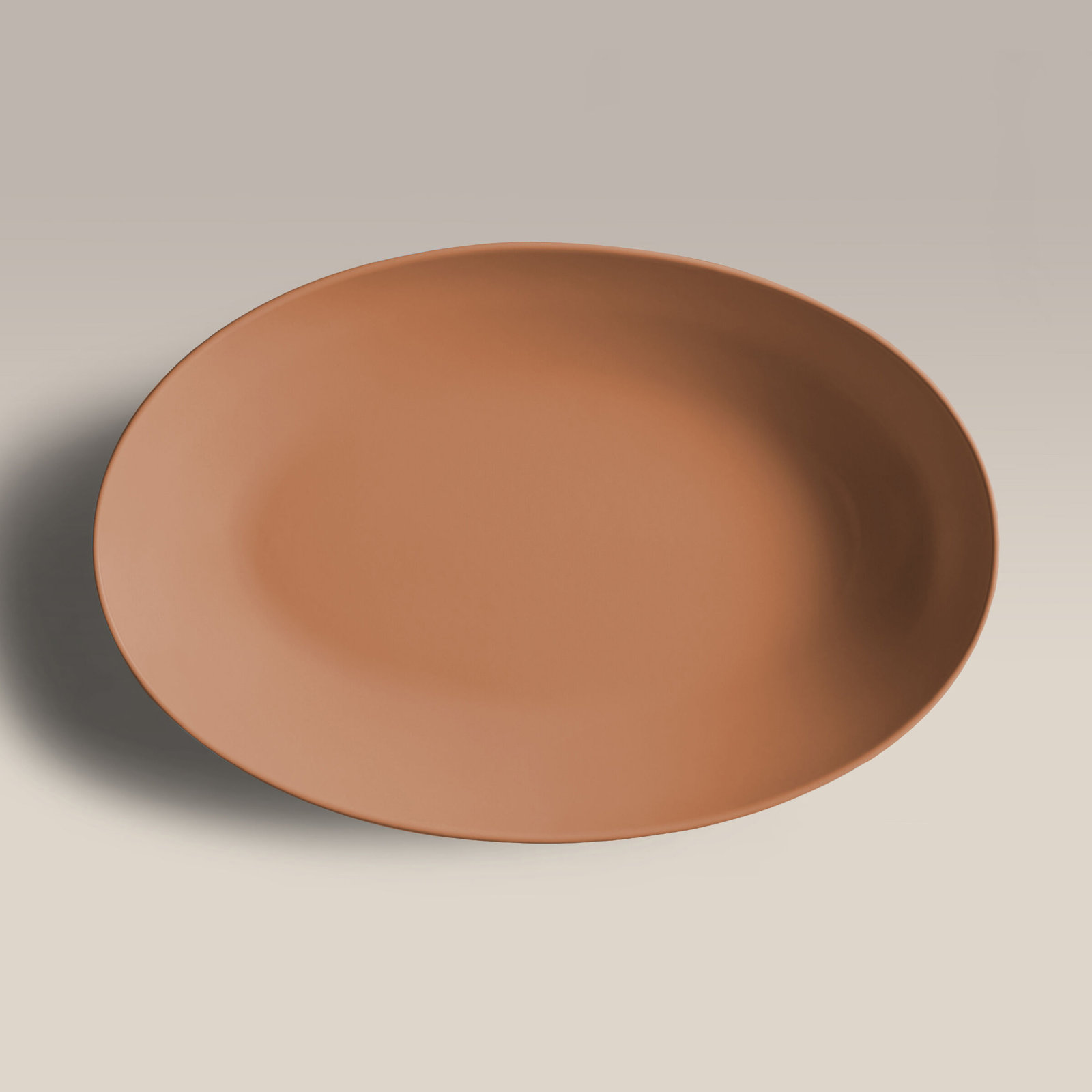 Ceramic Low Oval Serving Bowl, Orange