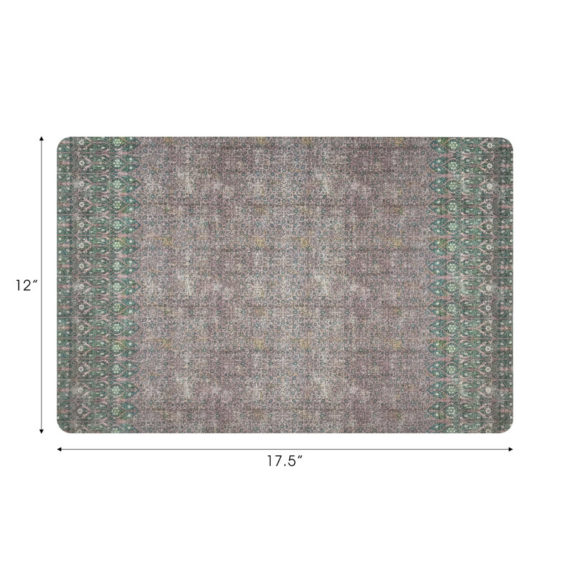 Iznik Pebbles 17.5" Vinyl Placemat, Green/Pink