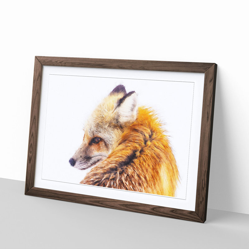 Red Fox in Winter - Picture Frame Painting Print, 33cm H x 45cm W x 2cm D, Walnut Framed