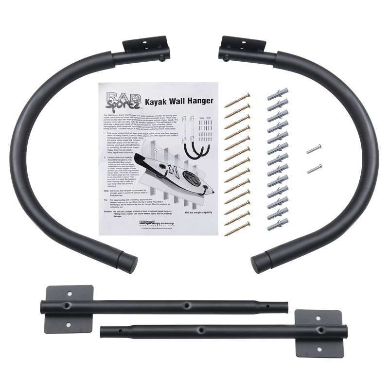 Black Powder-Coated Steel Heavy Duty Kayak Storage Hooks