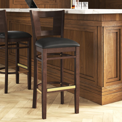 Upholstered Counter Stool with Solid Wood Frame