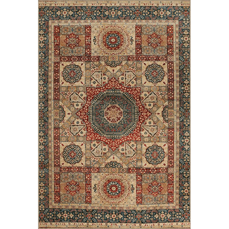 Tapis décoratif lavable à la machine beige, Carré 3 pi 3 po