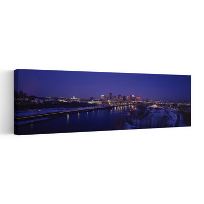 Reflection Of Buildings In A River At Night, Mississippi River, Minneapolis And St Paul, Minnesota, Usa Abstract Contemporary Architecture City Wal...