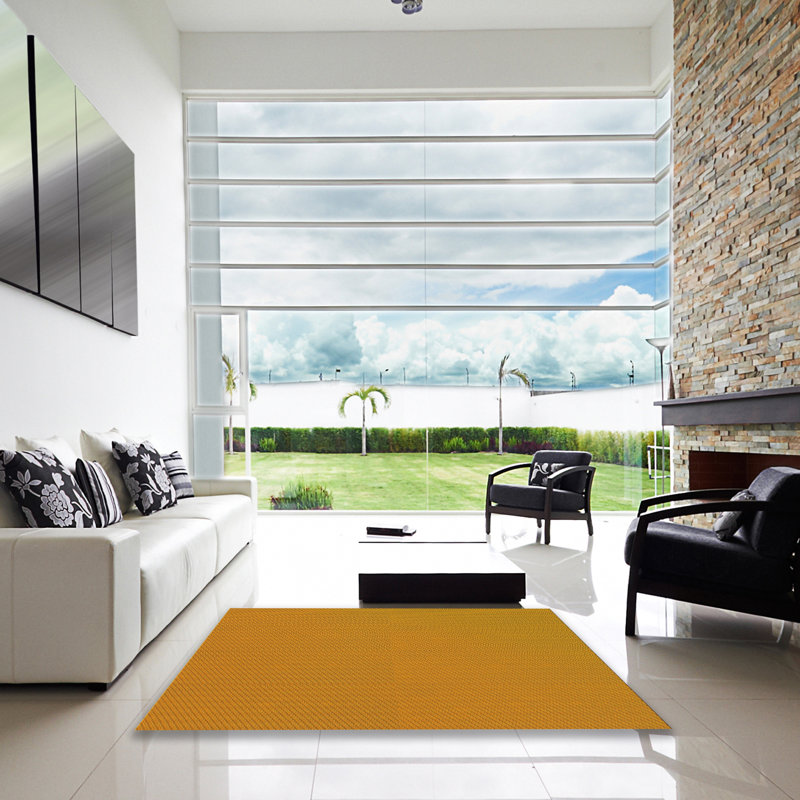 Tapis jaune en laine, Carré 4 pi