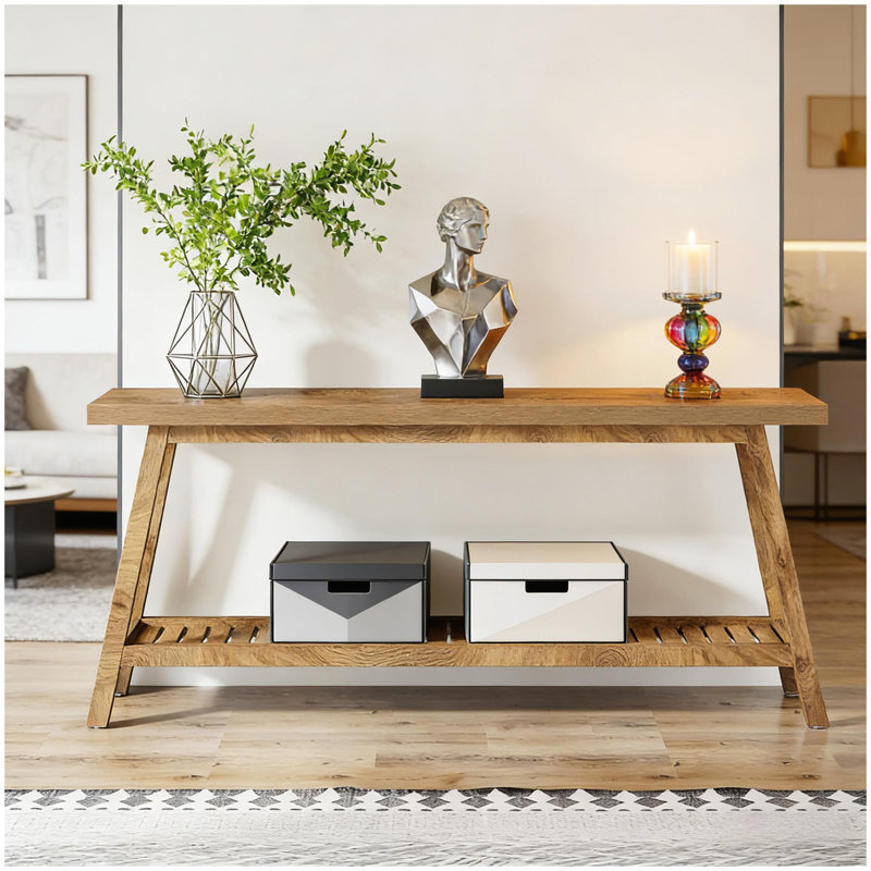 2-Tier Entryway Table,Sofa Table,Space-Saving Console Table, Natural