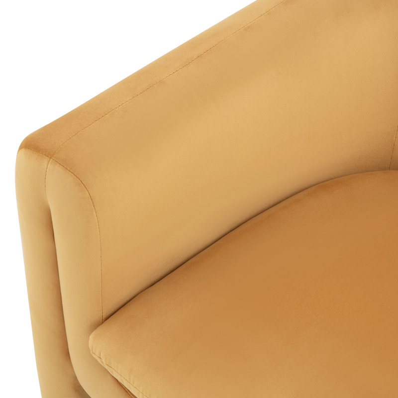 Fauteuil demi-tonneau 32,87 po Pollman, Velours orange citrouille